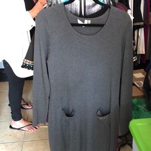 Gray sweater dress with pockets